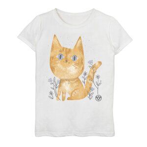 MARVEL Captain Marvel GOOSE Watercolor Girls T-Shirt Large 10/12 NEW White Tee